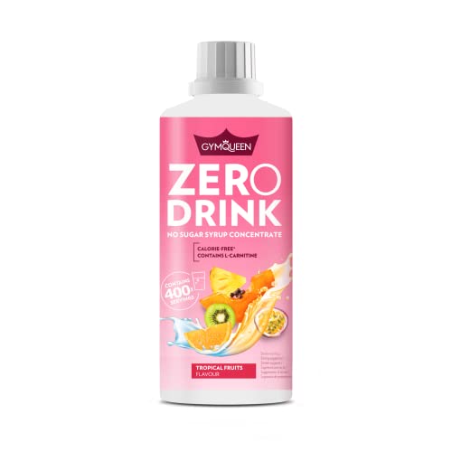GymQueen Zero Drink Tropical 1000ml, kalorienarmes und zuckerfreies Getränkekonzentrat 1:80, angereichert mit B-Vitaminen für deinen Stoffwechsel und L-Carnitin, Getränke-Sirup