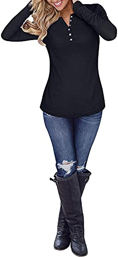 Image of Women's Regular Fit Pure Cotton Top - Elegant V-Neck with Mandarin Collar, Button-Front Design, Full Sleeves, Soft & Breathable Fabric for Stylish Casual Wear