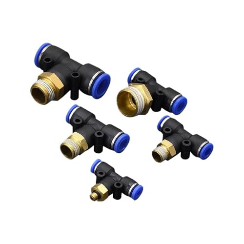 Conexión rápida en T de 8mm a rosca 1/4 macho para manguera neumática de aire 4