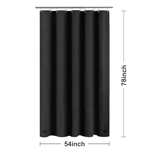 Image of Barossa Design 54W x 78H Stall Shower Curtain Liner Black - Waterproof Lightweight PEVA Plastic Shower Liner with 3 Magnets & Metal Grommets - Black