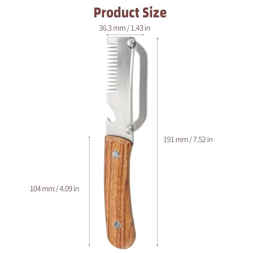 Image of Multifunctional Vegetable Peeler, 3 in 1 Julienne Peeler with Wooden Handle, Vegetable Shredder with Bottle Opener Kitchen Tool for Peeling Veggie Fruit Pineapple Pumpkin Papaya Carrrot(2 Pack)