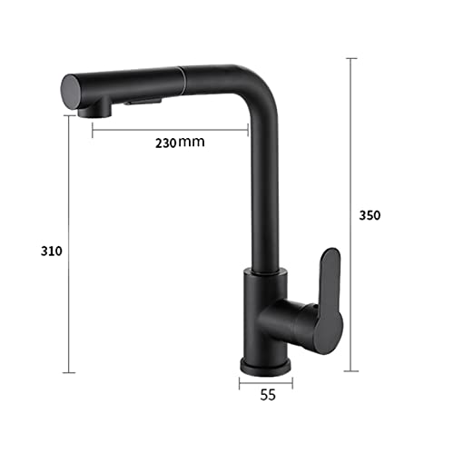 Robinet de cuisine avec douchette extractible en acier inoxydable noir - 2