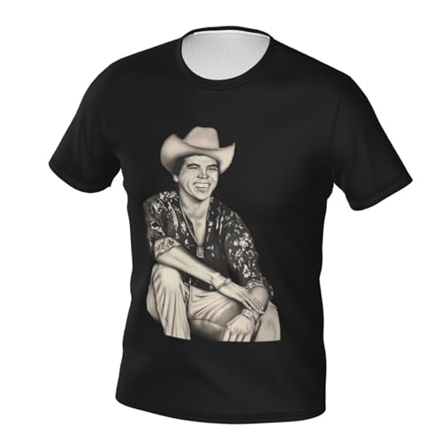 Chalino Music Sanchez Shirt Men's Soft Short-Sleeved Double-Sided Printed T-Shirt Round Neck Black