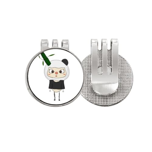 Marqueur de balle de golf panda avec clip magnétique de chapeau en émail