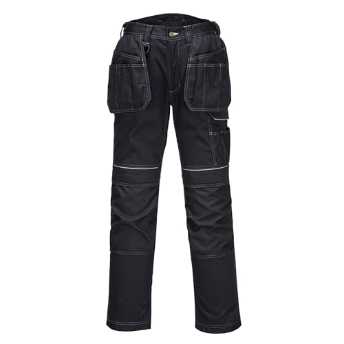 Pantalon de travail cargo noir pour artisan sur chantier et atelier