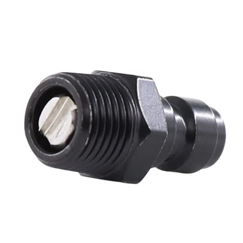 Image of 8mm Quick-Disconnect Plug Adapter, 1 /8 inch NPT Male Thread, Foster PCP Airsoft Adapter Fittings, Black Zinc Plated Copper
