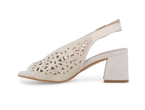 Sandale Bijou ajourée en daim beige clair pointure 42 pour femme raffinée
