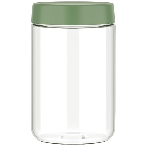 Borosilicate Glass Jars 600ml, Microwave Safe Overnight Oats Jars, Mason Jars with Airtight Lids, Wide Mouth Food Container, Reusable Large Glass Jars for Salad, Yoghurt, Pickle, Meal Prep (Green)