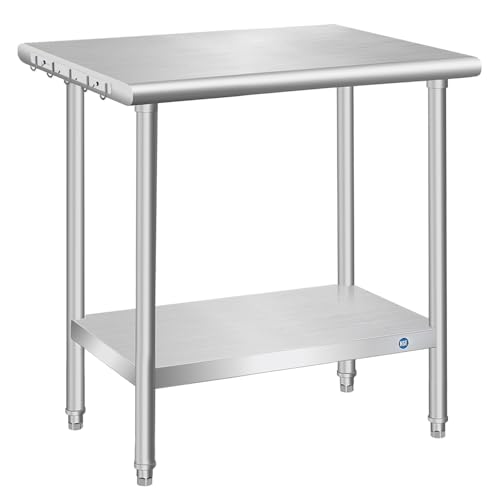 Stainless Steel Table Commercial Stainless Table for Prep &amp; Work, 30 x 24 Inch Metal Table for Restaurant Garage Kitchen 24 x 30 Inch