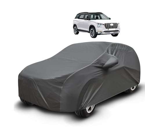 Image of Auto Hub Waterproof Car Cover Compatible with Alcazar with Mirror Pockets, Soft Cotton Lining, Alcazar Car Cover Waterproof, Grey