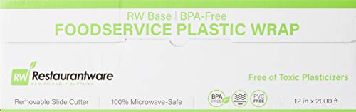 Image of Restaurantware-RW Base 12 Inch x 2000 Feet Cling Wrap, 1 Roll Microwavable Cling Film - With Removable Slide-Cutter, Clear Plastic Food Wrapping Film, Securely Seal And Keep Food Fresh