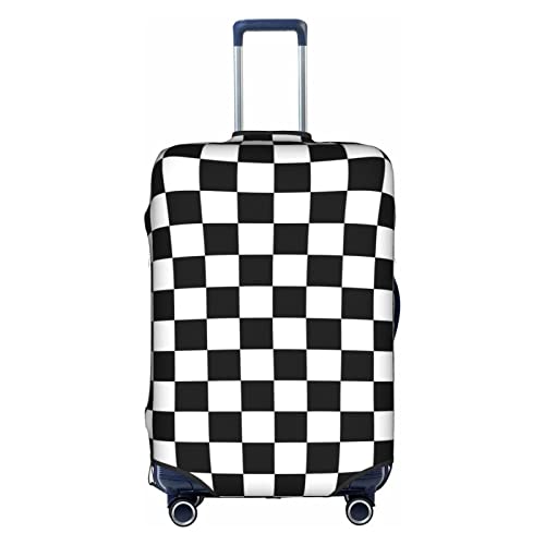 Schwarz und Weiß karierter Trolley Reisekoffer =>> Hohe Elastizität mit Reißverschluss, kleine Trolley-Tasche 45,7 - 81,3 cm