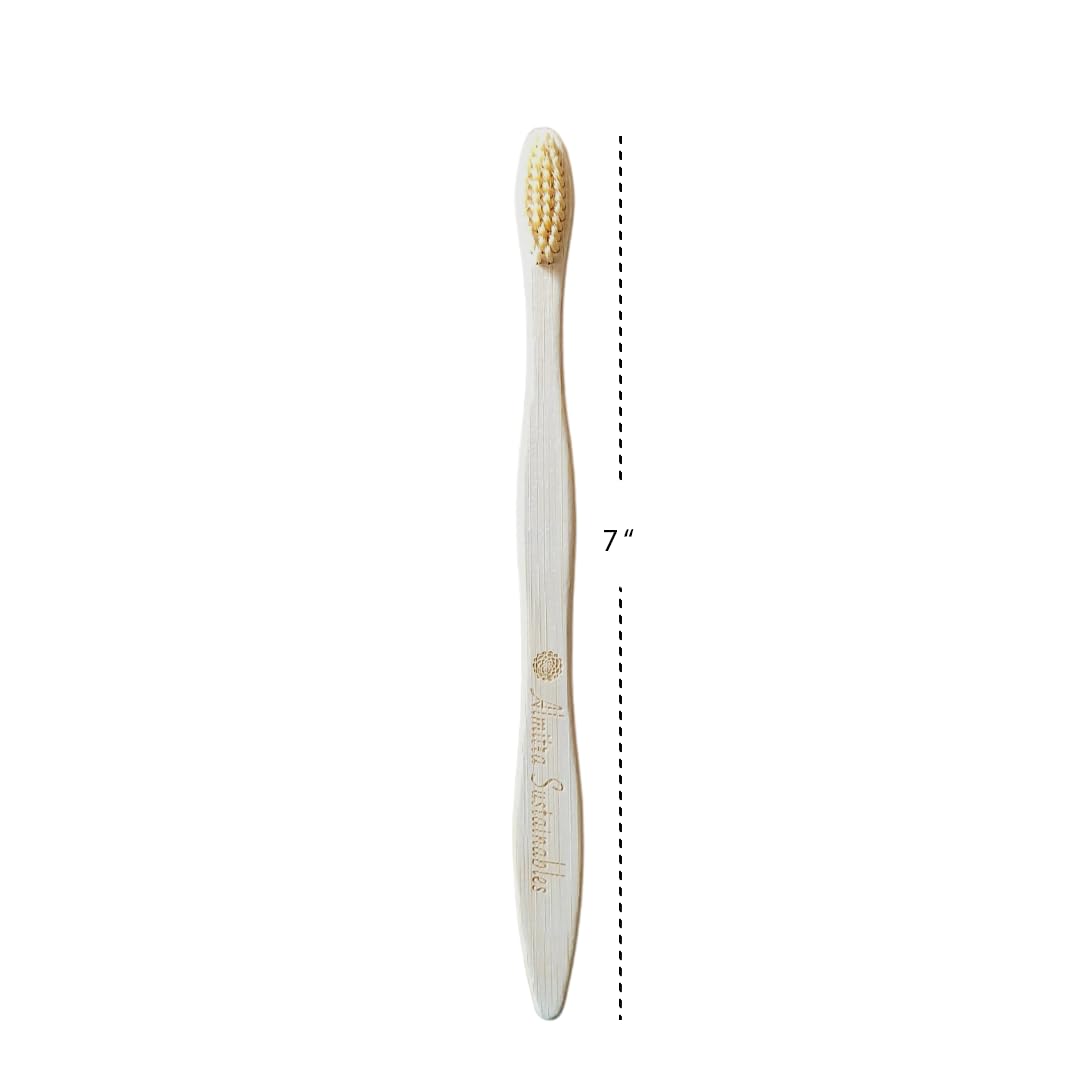 Almitra Sustainables Natural Oral Care Set. Pack Of 2 Bamboo Toothbrush with charcoal infused bristles + Pack of 2 Copper Tongue Cleaner. Healthy Oral Hygiene - Image 3 thumbnail