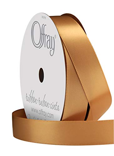 Image of Offray 980613 5 /8 inch Wide Single Face Satin Ribbon, Old Gold Yellow, 6 Yds
