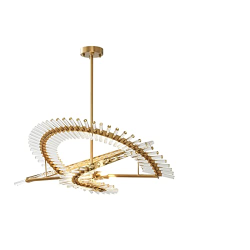 Candelabro LED dorado de techo para comedor y sala de estar elegante