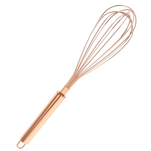 IMIKEYA ステンレス製手動卵泡立て器 軽量耐久 キッチン用 多機能ミキシングツール ローズゴールド加厚 ハンドル付 キッチン収納リング付き