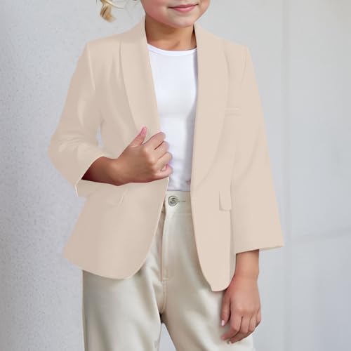 Girls Blazer Notched Lapel Long Sleeve Jackets Open Front School Uniform Blazers with Pocket Value Bundle Sizes 3-143