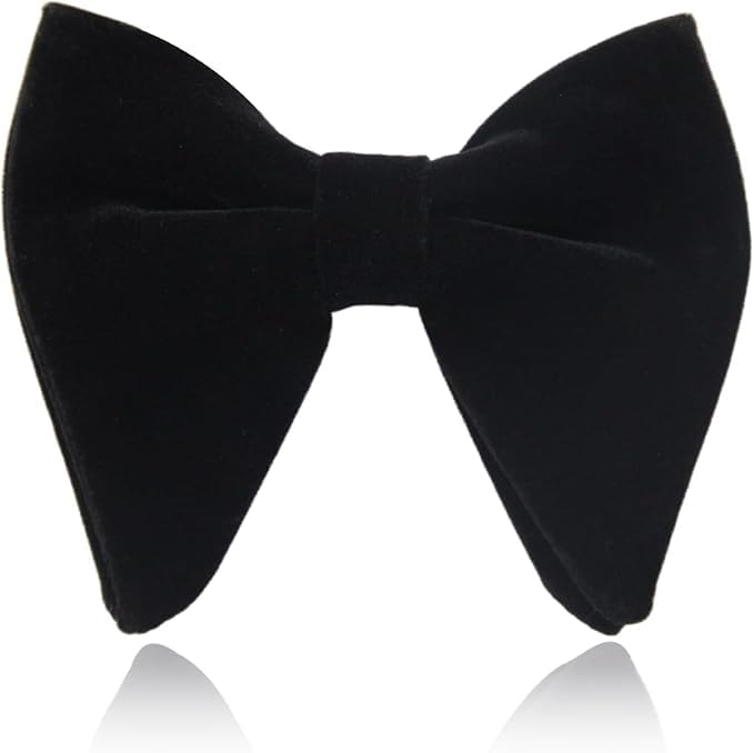 Solid Black Butterfly velvet Bowtie for Men-image-32