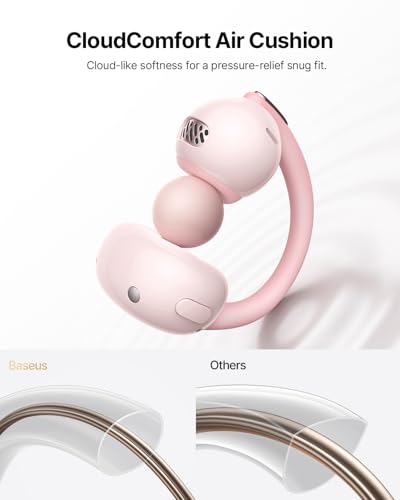 Image of Baseus Bowie MC2 Air Open Ear Clip-on Earbuds, CloudComfort Air Cushions for Workout Running, 11mm Drivers Super Bass 2.0, IP67 Waterproof, 40H Playtime, Flexible Secure Fit Earbuds