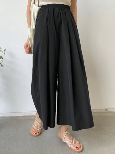 Women's Work Casual Pants Solid Color Elastic Waist Casual Pants with Pockets4