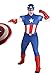 Jazwares Men's Premium Marvel Captain America Costume - Classic Cap Red White & Blue Suit with Cowl, Gloves, and Boot Covers Large