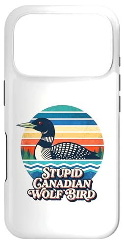 Stupid Canadian Wolf Bird Funny Loon Meme Retro Sunset �X�}�z�P�[�X iPhone 17 Pro �p