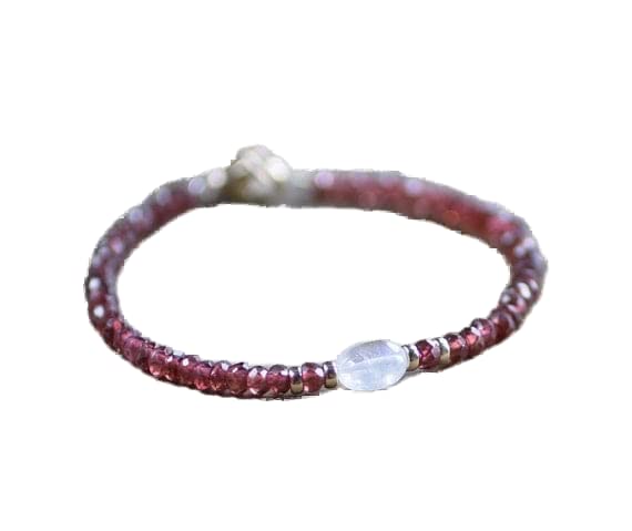 Bracelet grenat et pierre de lune LKBEADS perles facettées 7 pouces LCBR-3219