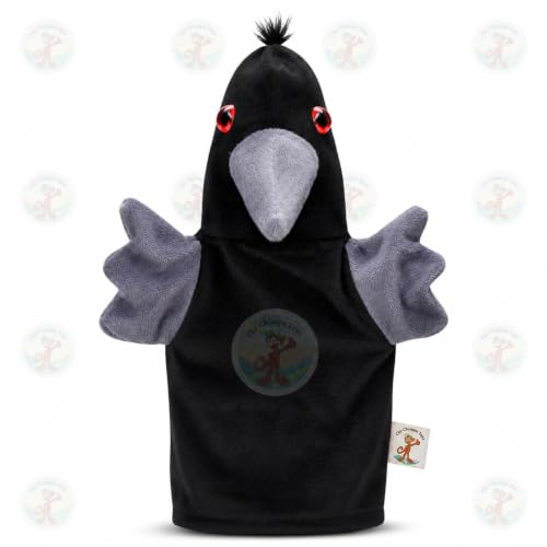 Image of Crow Hand Puppet for Kids | Soft Plush Animal Puppet | Storytelling, Role Play, Preschool Learning Toy | Interactive Educational Puppet for Boys & Girls