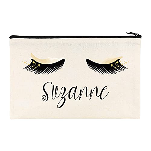 Radsocken Organisateur de sac de maquillage personnalisé, cadeaux de sacs à cosmétiques personnalisés avec nom, trousse de toilette de voyage pour femme et fille(Orange) Cover