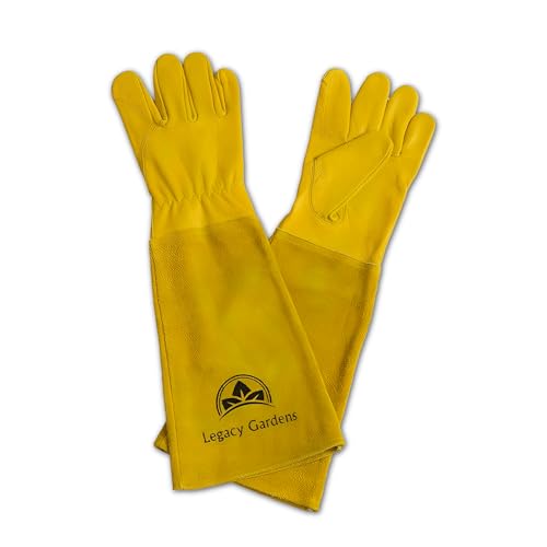 Legacy Gardens Rose Pruning Gardening Leather Gloves with Long Leather Forearm