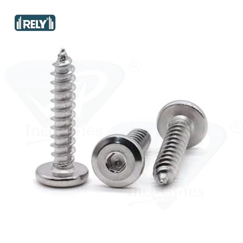 Image of Rely⇒VP INDUSTRIES (Pcs-25) M6.3x70 mm Allen JCB Head Self-Tapping Screw - Nickel Flat Head Furniture Bolt for Wood Boards, Cabinets, Cupboards & Chairs