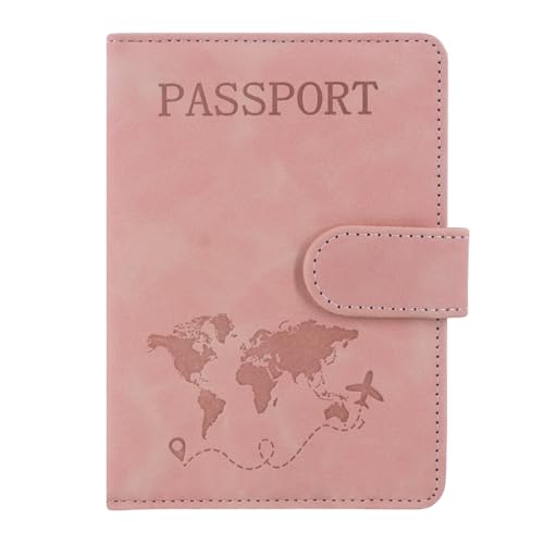 Capa para passaporte carteira de couro com bloqueio de RFID, acessórios de viagem para mulheres e homens,, rosa, Passport Cover, Capa para passaporte