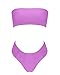 OMKAGI Women's 2 Pieces Bandeau Bikini Swimsuits Off Shoulder High Waist Bathing Suit High Cut(Medium,Purple)