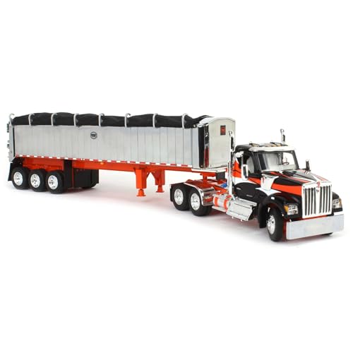 DCP Kenworth W990 y Remolque 1:64 Negro y Naranja miniatura 2