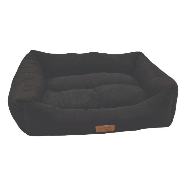 HugglePets Luxury Lounger Super Soft Stylish Dog Bed | Black | Medium (70 x 60 cm)