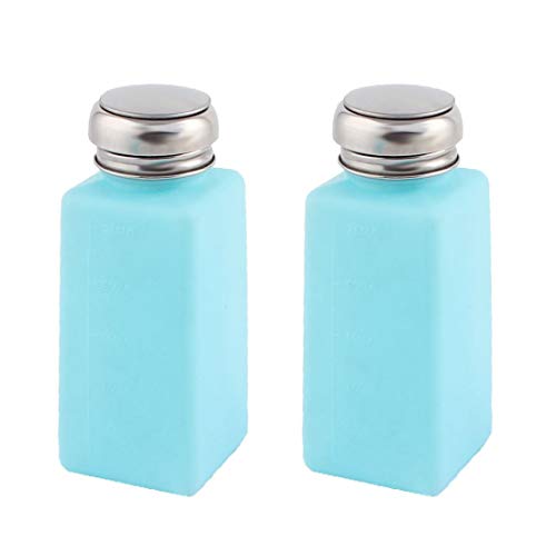 DealMux a16042800ux0273 Metallkappe Kunststoff Laborpresse Pumpen Anti-Flux Flüssiger Alkohol Flaschenspender Behälter 250 ml 2 stücke Blau (Packung mit 2)