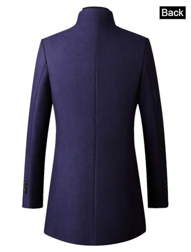 Image of FTCayanz Mens Trench Coat Wool Blend Single Breasted Overcoat | Stand Collar, Fall Slim Fit Top Coat, Winter Warm Coats for Men, Business Work Formal Casual Jacket, Daily Outwear