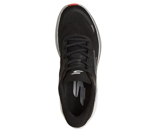 Skechers Homme Aero Pulse Performance Running Shoes - Lightweight Engineered Mesh Low-Top Daily Runner with Arch Support Slip-in ENTRAINEUSE, Black Textile Silver Orange Trim, 48 EU