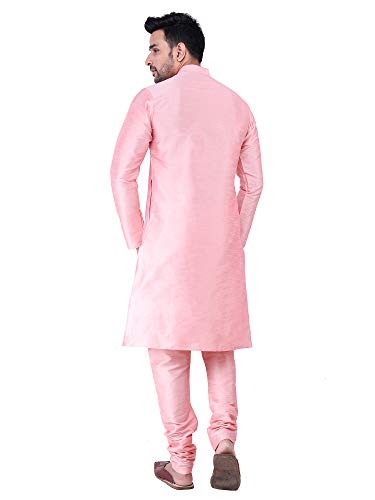 Image of HUZUR Men's Silk Solid Straight Long Kurta Pyjama Set| Ethnic Wear