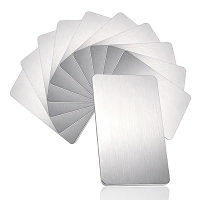 KQDRAVINE Placa Acero Inoxidable 0,8 mm 10 piezas – Placa inox 304 formato tarjeta 86x54 mm, placa en blanco superficie cepillada para grabado láser, bricolaje, tarjetas de visita metal