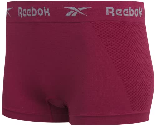 Reebok Women's Underwear - Seamless Boyshort Panties (8 Pack), Size Large, White Stripe/Grey Star #TOP4