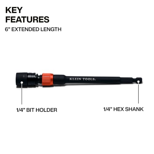 image for Klein Tools 31088 6-Inch Dual-Lock Extension, 1/4-Inch Hex Shank Impac