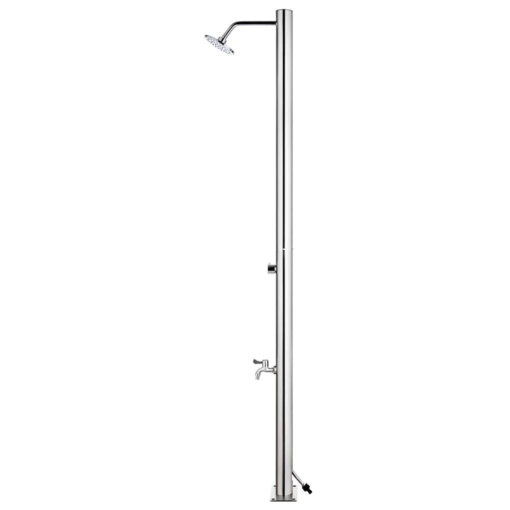 Ducha de jardín con base gris, 220 cm, acero inoxidable, accesorios para piscina, cuidado del agua, protección higiénica