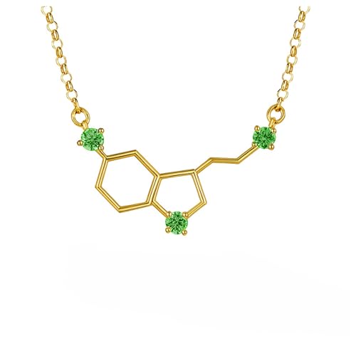 Collier sérotonine verte Sakrami en argent avec boîte cadeau personnalisée
