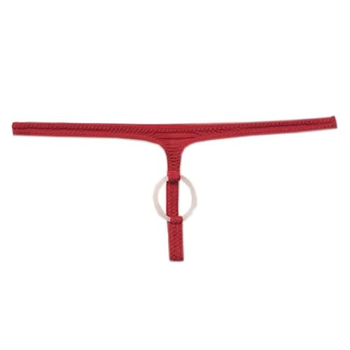 Men's T-Back Front Open Bikini Thong Briefs Sexy Low Rise Thongs Red M