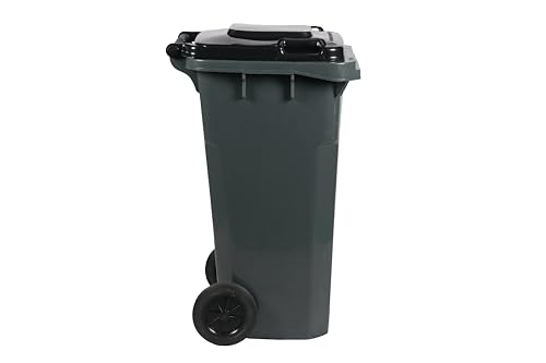 PLASTIC PRINCE 65 Gallon Rollout Trash Can with Lid, Commercial Heavy-Duty Whelled Outdoor Garbage Can, Gray