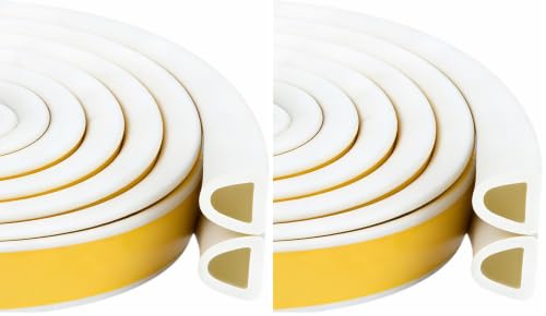 Image of Weather Stripping Seal Strip Tape, Doors Windows Frame Self Adhesive D Type Foam Sealing Tape, 32.8Ft Rubber Soundproof Insulation Cell Foam Stripping, White (Pack of 2)