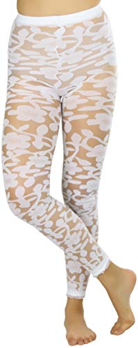 Image of ToBeInStyle Women's Sheer Floral Lace Full Length Leggings
