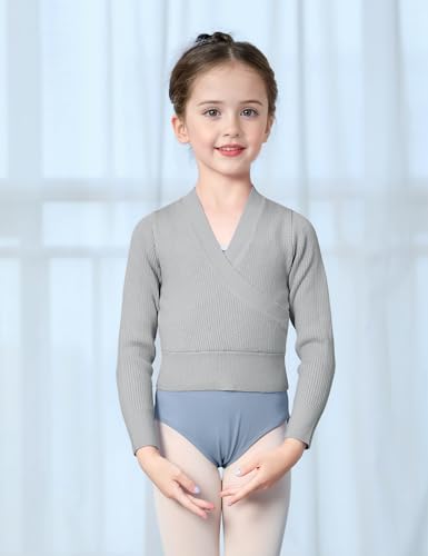 Image of Dance Sweater for Girls Long Sleeve V-Neck Top Sweater for Ballet /Gymnastics /Sports