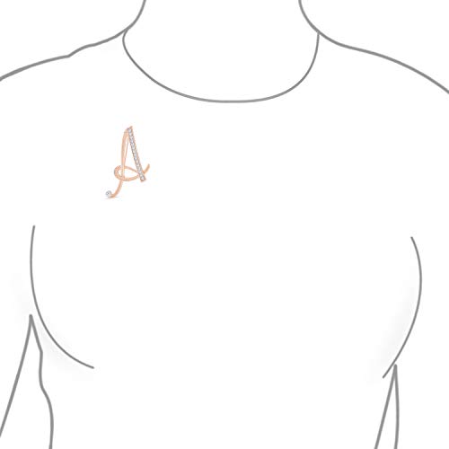 Image of Bling Jewelry Large Statement ABC Pave Crystal Cursive Script Monogram Letters Alphabet Initial B Scarf Lapel Pin Brooch For Women Rose Gold Plated